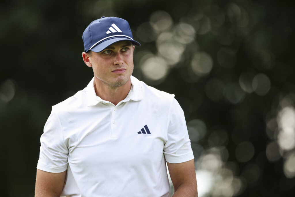 Ludvig Aberg in action during the second round of the BMW Championship at Caves Valley