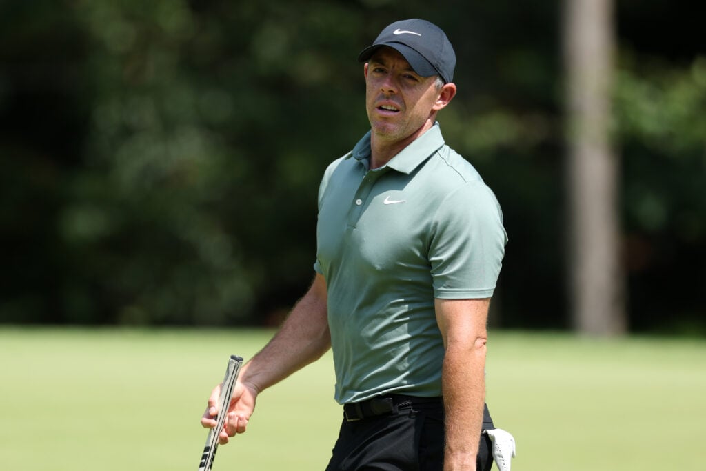 Rory McIlroy reacts to his putt during the final round of the BMW Championship