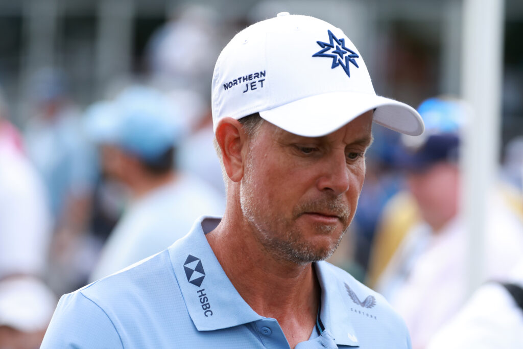 Henrik Stenson heads to the driving range ahead of the third round at LIV Golf Indianapolis