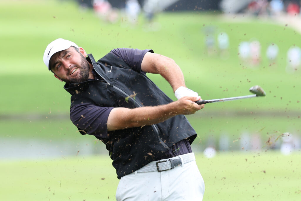 Scottie Scheffler on the first hole during the third round of the TOUR Championship 2025 at East Lake