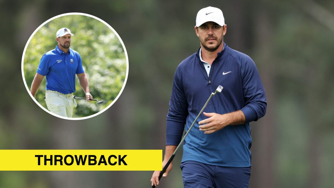 Brooks Koepka in action during the second round of The Masters in 2024 / Bryson DeChambeau during the first round of LIV Golf UK