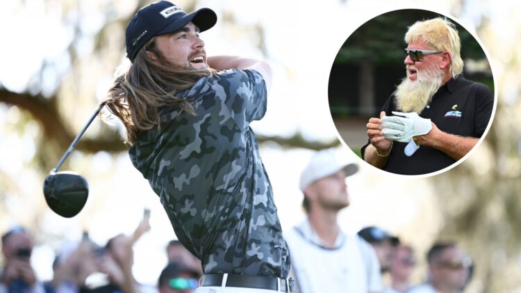 Kyle Berkshire, world long drive champion, plays his shot from the 12th tee during the Creator Classic prior to THE PLAYERS Championship / John Dal...
