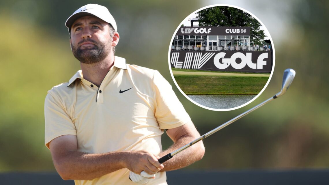 Scottie Scheffler image with LIV Golf inset