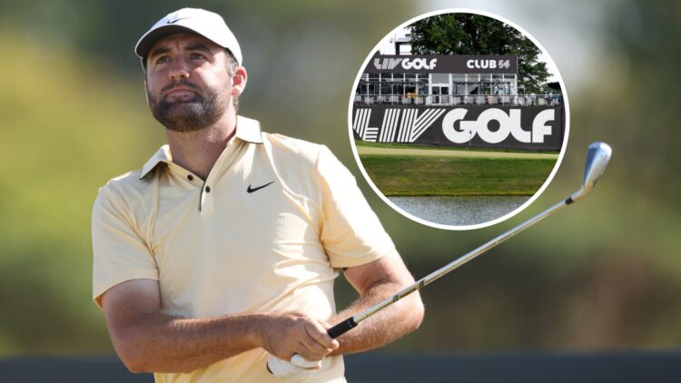 Scottie Scheffler image with LIV Golf inset