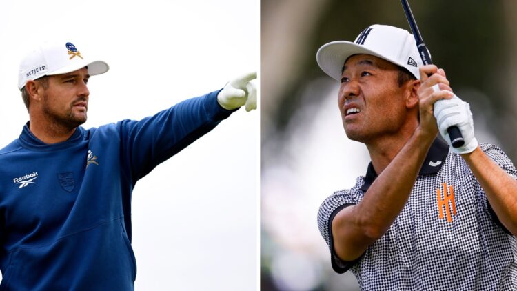 Bryson DeChambeau on the driving range at Royal Portrush ahead of The Open Championship / Kevin Na of Iron Heads GC regrets the failure on day two ...