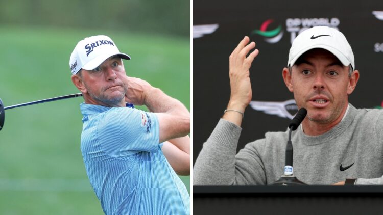 Lucas Glover in action at THE PLAYERS Championship 2025 - Final Round / Rory McIlroy addresses the media ahead of the Genesis Scottish Open 2025