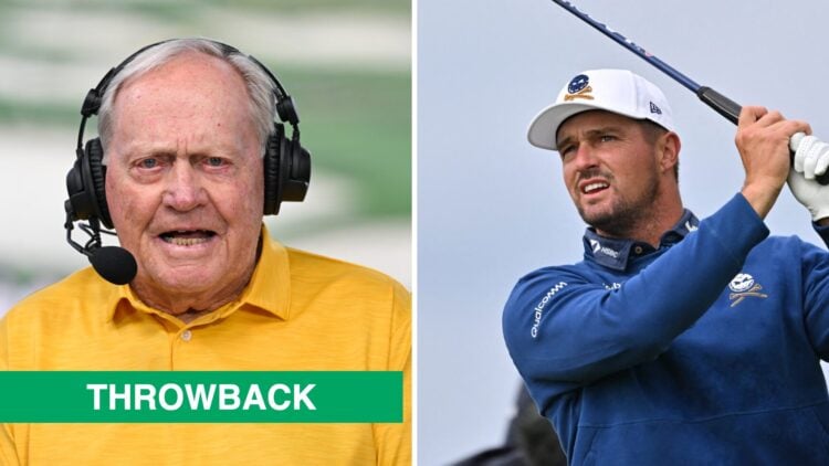 Jack Nicklaus commentating during the Cognizant Classic in The Palm Beaches 2025 / Bryson DeChambeau playing Royal Portrush during a practice round...