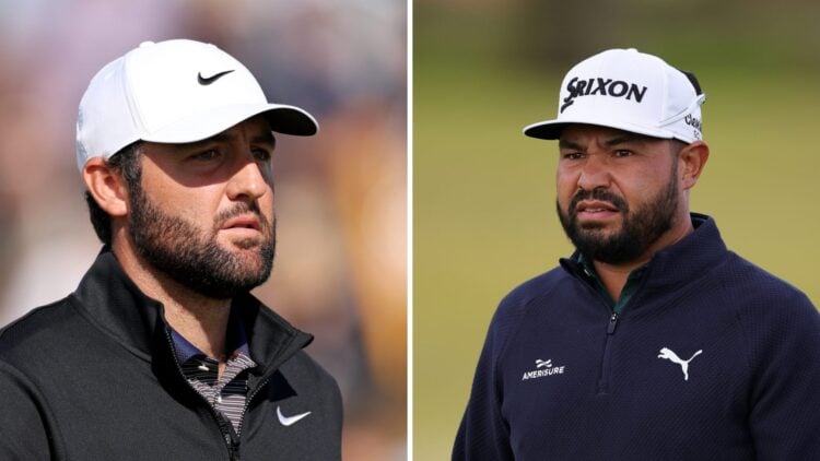 Split image of Scottie Scheffler and J.J. Spaun