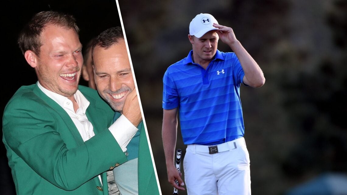 A split image of Danny Willett after his Masters win and Jordan Spieth playing Augusta in 2016
