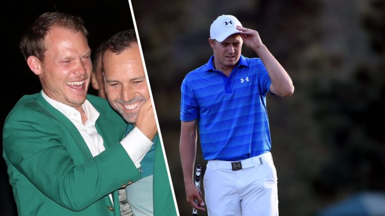 A split image of Danny Willett after his Masters win and Jordan Spieth playing Augusta in 2016
