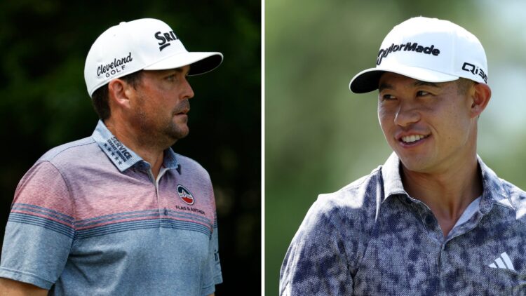 Keegan Bradley during the final round of the FedEx St. Jude Championship at TPC Southwind / Collin Morikawa in action at the FedEx St. Jude Champio...