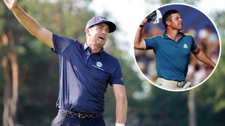Keegan Bradley image with Rory McIlroy inset