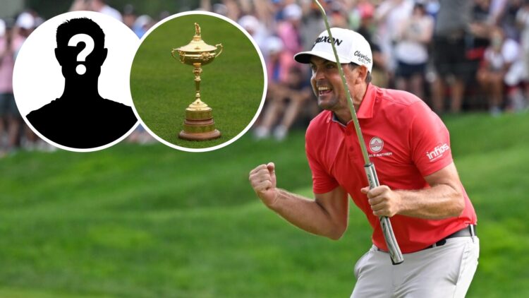 Keegan Bradley image with Ryder Cup and mystery player insets