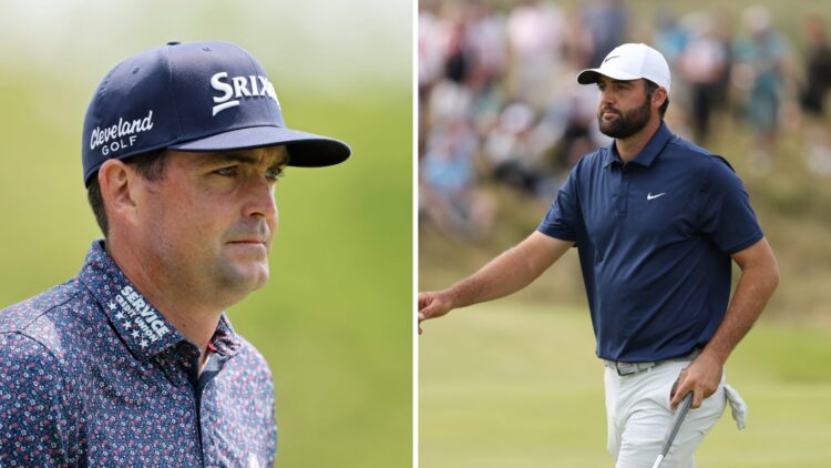 Keegan Bradley in action at the Memorial Tournament presented by Workday 2025 - Final Round / Scottie Scheffler acknowledges the crowd on the eight...
