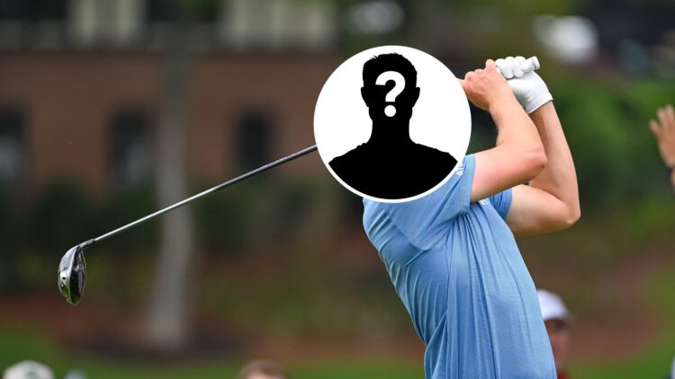 Maverick McNealy plays at the 2025 Tour Championship, inset mystery image