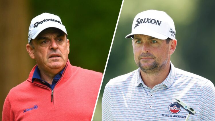 Paul McGinley in action at the JP McManus Pro-Am / Keegan Bradley during a practice round at the Wyndham Championship