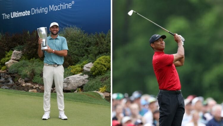 Scottie Scheffler lifts the BMW Championship trophy, Tiger Woods hits a shot at The Masters