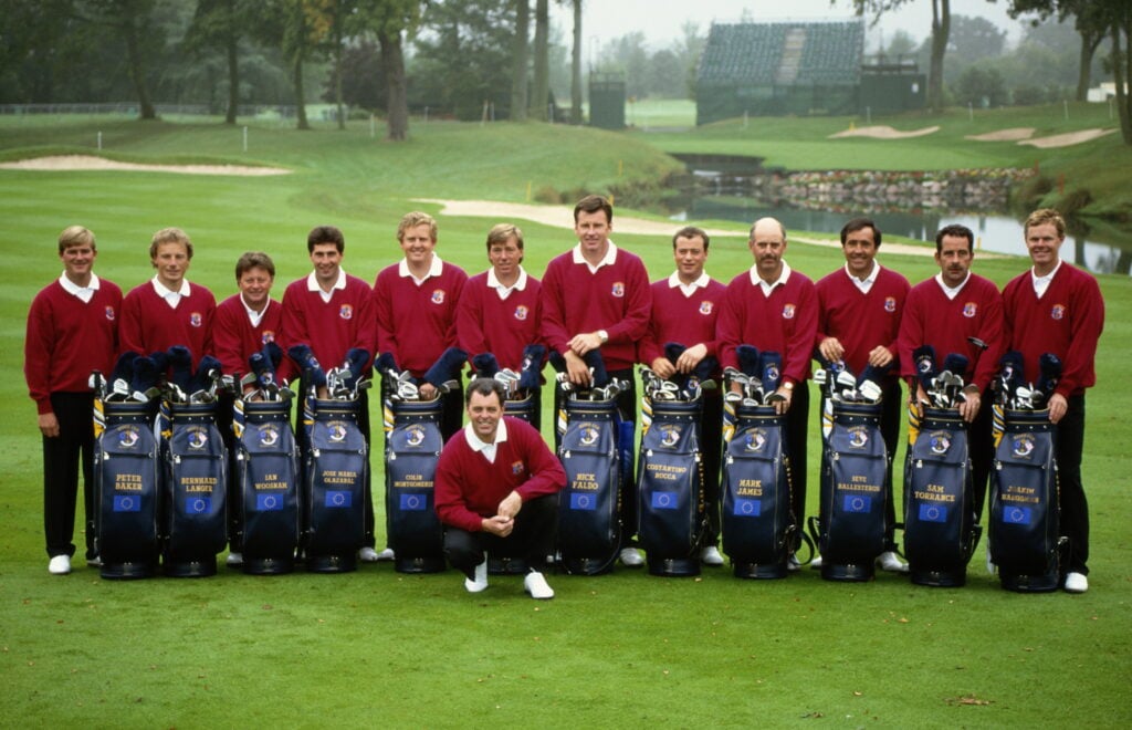 The European Ryder Cup team pose for a picture at the Belfry in 1993
