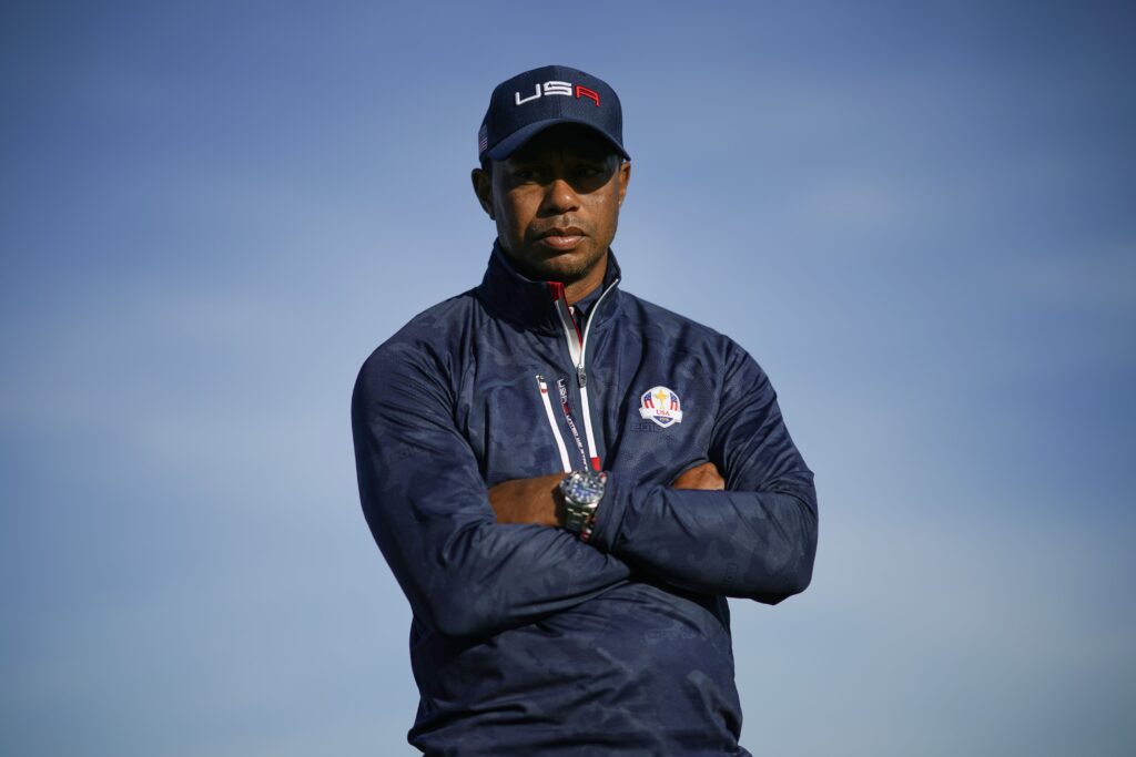 Tiger Woods during his Ryder Cup match on Saturday afternoon at Le Golf National in 2018