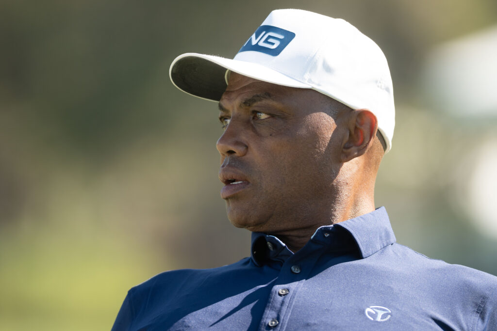 Retired NBA player Charles Barkley during the first round of the ACC Celebrity Golf Championship 2025 presented by American Century Investments at Edgewood Tahoe Golf Course