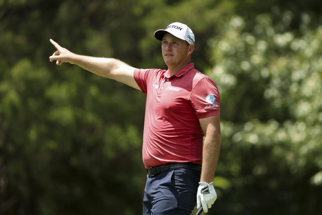 Sepp Straka reacts to a tee shot during the third round of the FedEx St. Jude Championship