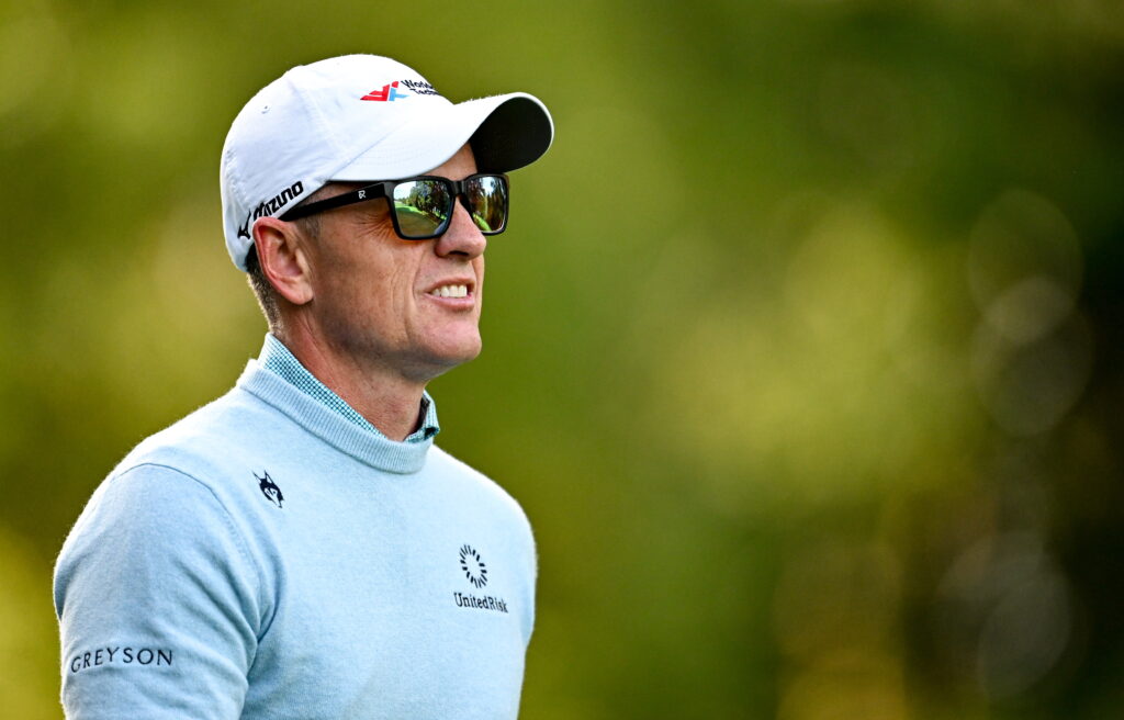 Luke Donald walks down the fairway after hitting a shot at the Irish Open