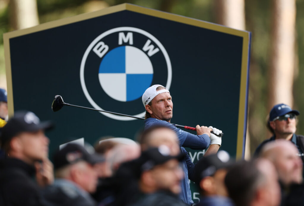 Marcel Siem tees off on the 12th hole on day one of the BMW PGA Championship 2025 at Wentworth