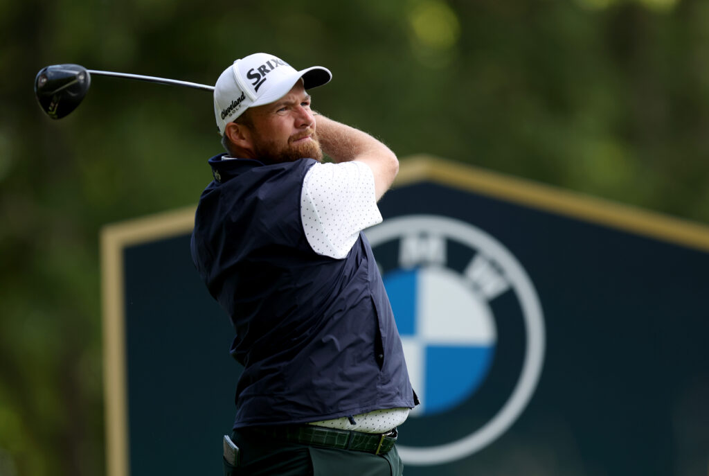 Shane Lowry tees off on the third hole during the third round of the BMW PGA Championship at Wentworth