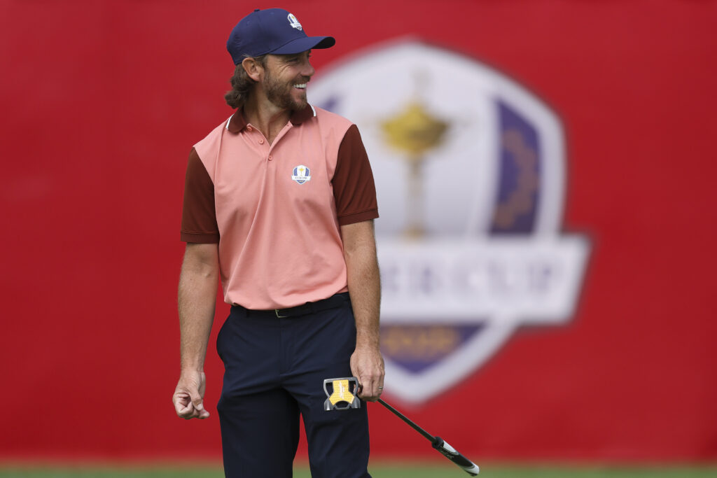 Tommy Fleetwood in practice at Bethpage Black ahead of the 2025 Ryder Cup