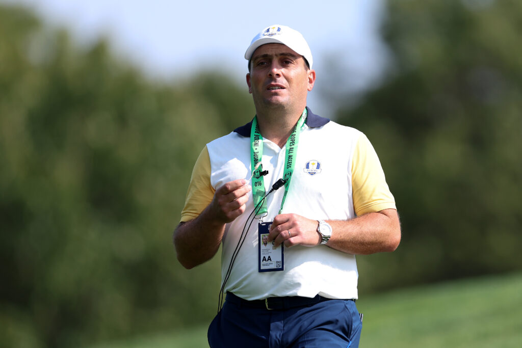 Vice captain Francesco Molinari of Team Europe looks on prior to the Ryder Cup 2025