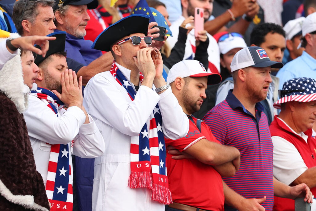 American fans at the 2025 Ryder Cup at Bethpage Black.