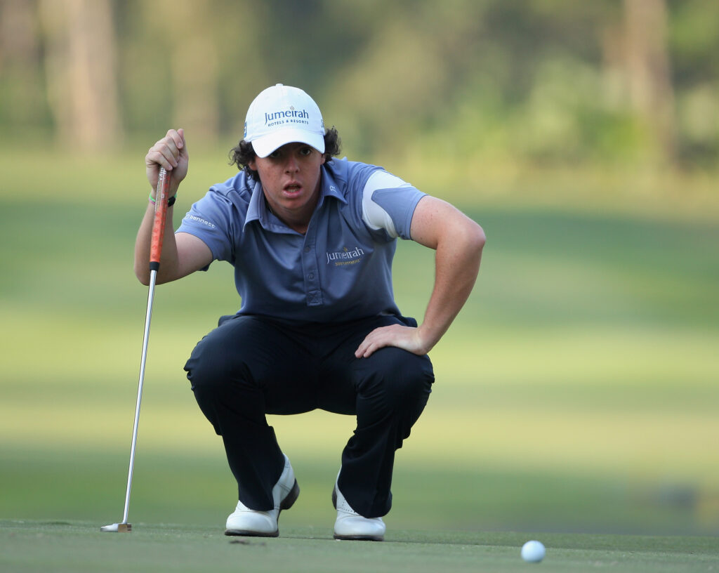 Rory McIlroy lines up a putt during the second round of the 2008 Hong Kong Open