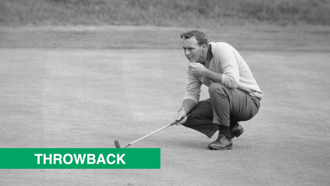 Arnold Palmer lines up a putt during the 1963 Open Championship