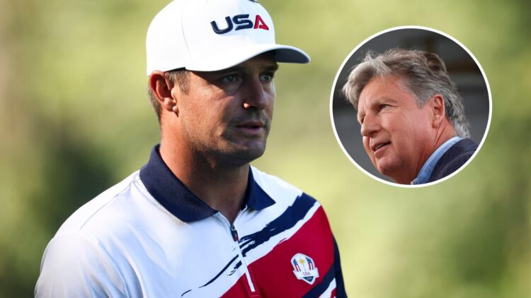 Bryson DeChambeau practices at the 2025 Ryder Cup, inset Brandel Chamblee looks on at the 2023 US Women's Open
