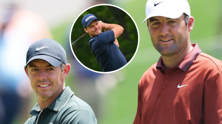 Image of Rory McIlroy and Scottie Scheffler with inset of Danny Willett