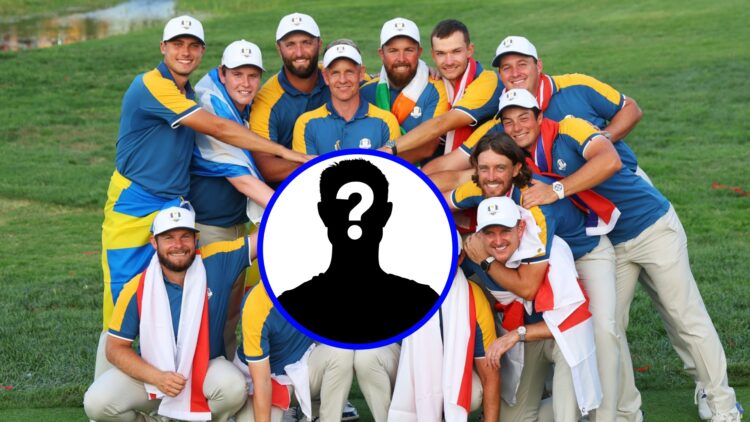Image of European Ryder Cup team with Mystery Player inset