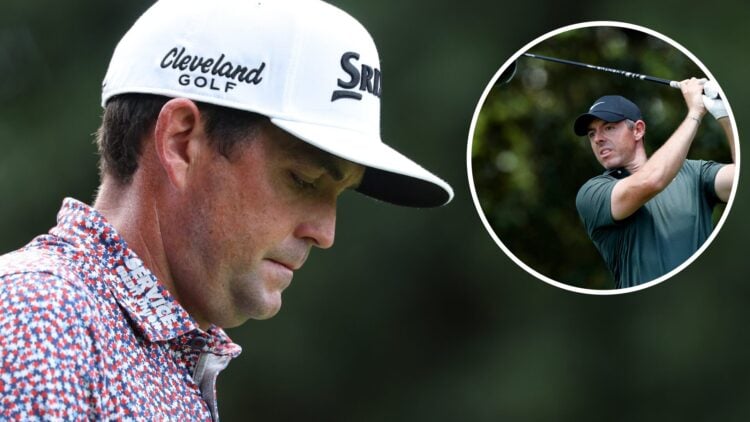 Keegan Bradley leaves the 17th tee during the final round of the Tour Championship / Rory McIlroy in action during the PGA Championship at Quail Ho...