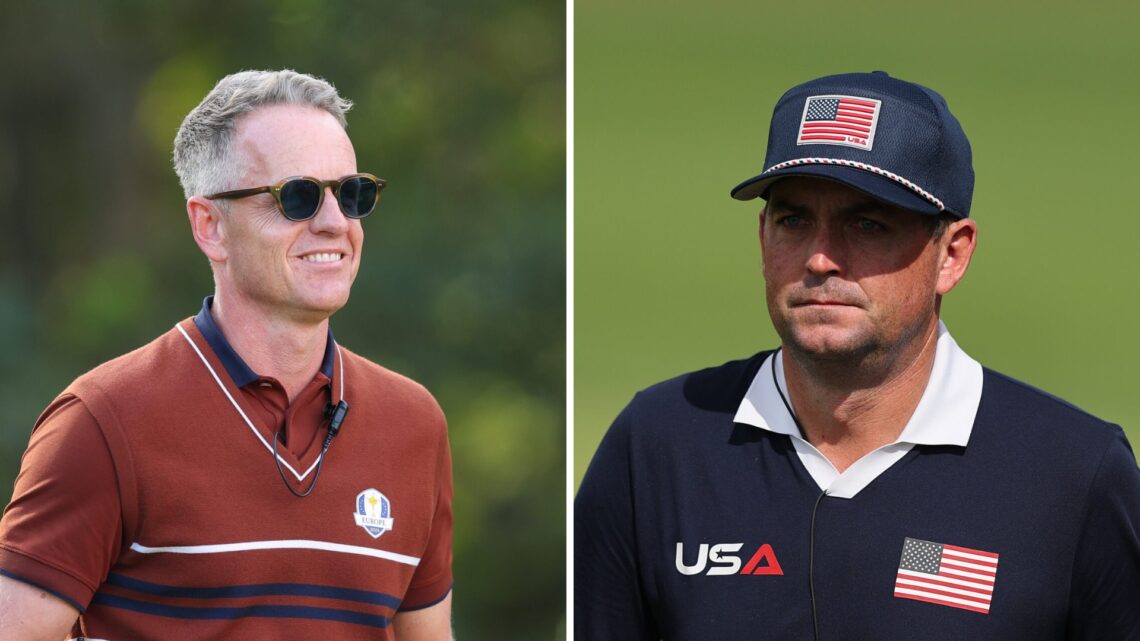 Captain Luke Donald of Team Europe looks on during the Saturday morning foursomes matches of the 2025 Ryder Cup / Keegan Bradley during the Saturda...