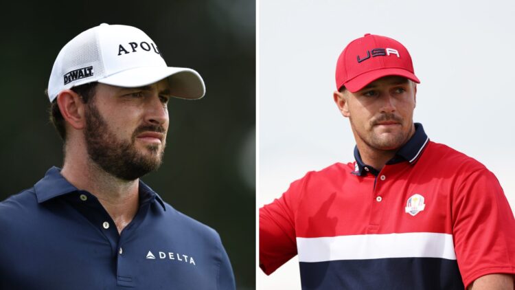 Patrick Cantlay in action during the TOUR Championship in 2025 / Bryson DeChambeau playing in the 2021 Ryder Cup