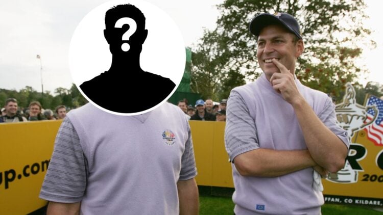 Paul Casey and David Howell react after Casey's hole in one at the 2006 Ryder Cup