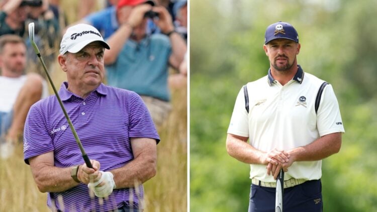 Paul McGinley in action at the The JCB Championship / Bryson DeChambeau in action during round two of LIV Golf UK