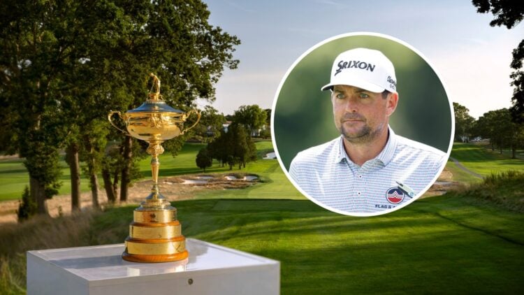 Views of Bethpage Black, Host of the 2025 Ryder Cup / Keegan Bradley during a practice round at the Wyndham Championship