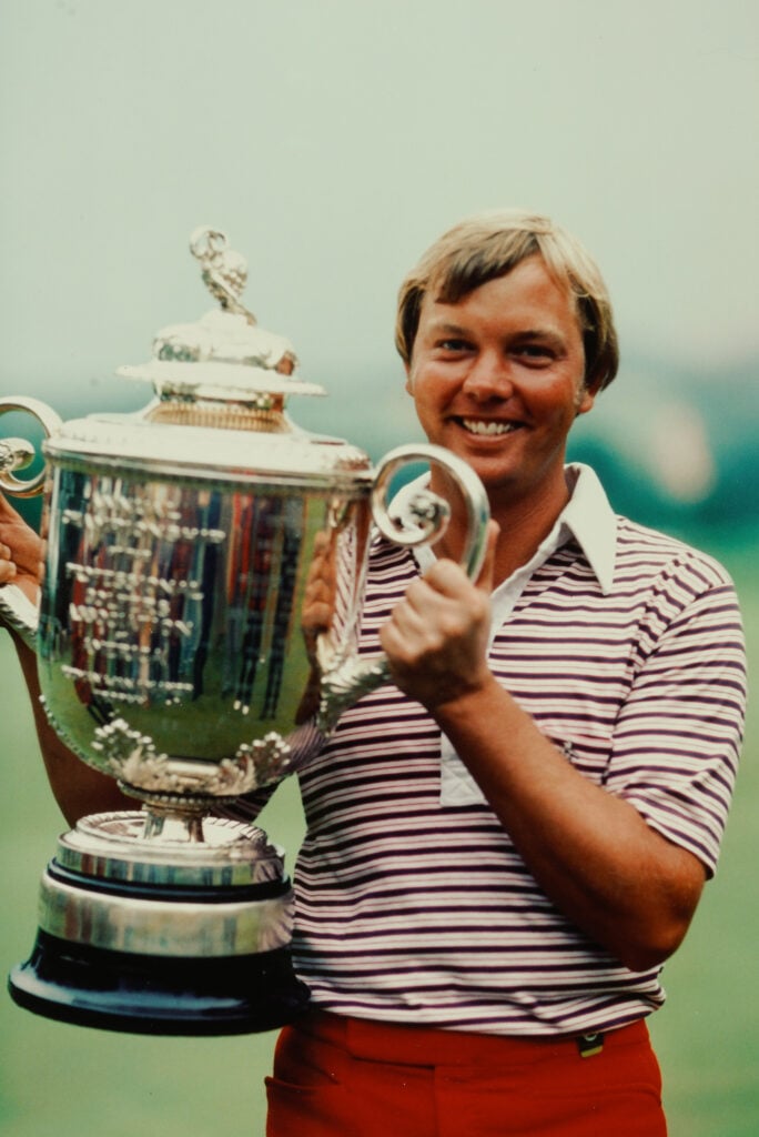 John Mahaffey with the 1978 PGA Championship trophy