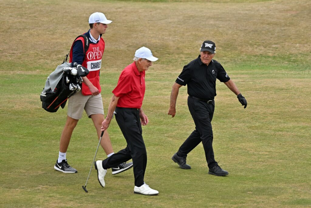Gary Player walks at St Andrews ahead of the 2022 Open Championship