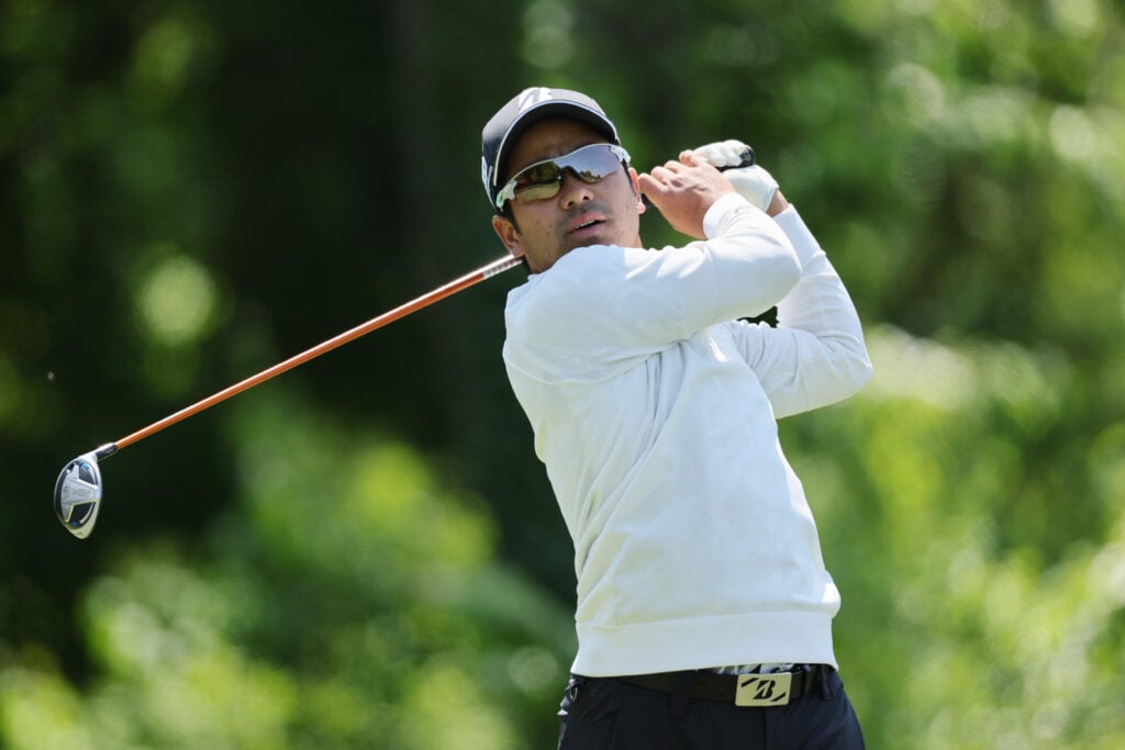 Kazuki Higa of Japan plays his shot from the fourth tee during the first round of the 2023 PGA Championship