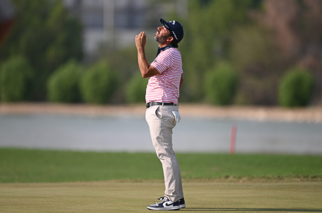 Pablo Larrazabal looks frustrated during the final round of the Qatar Masters