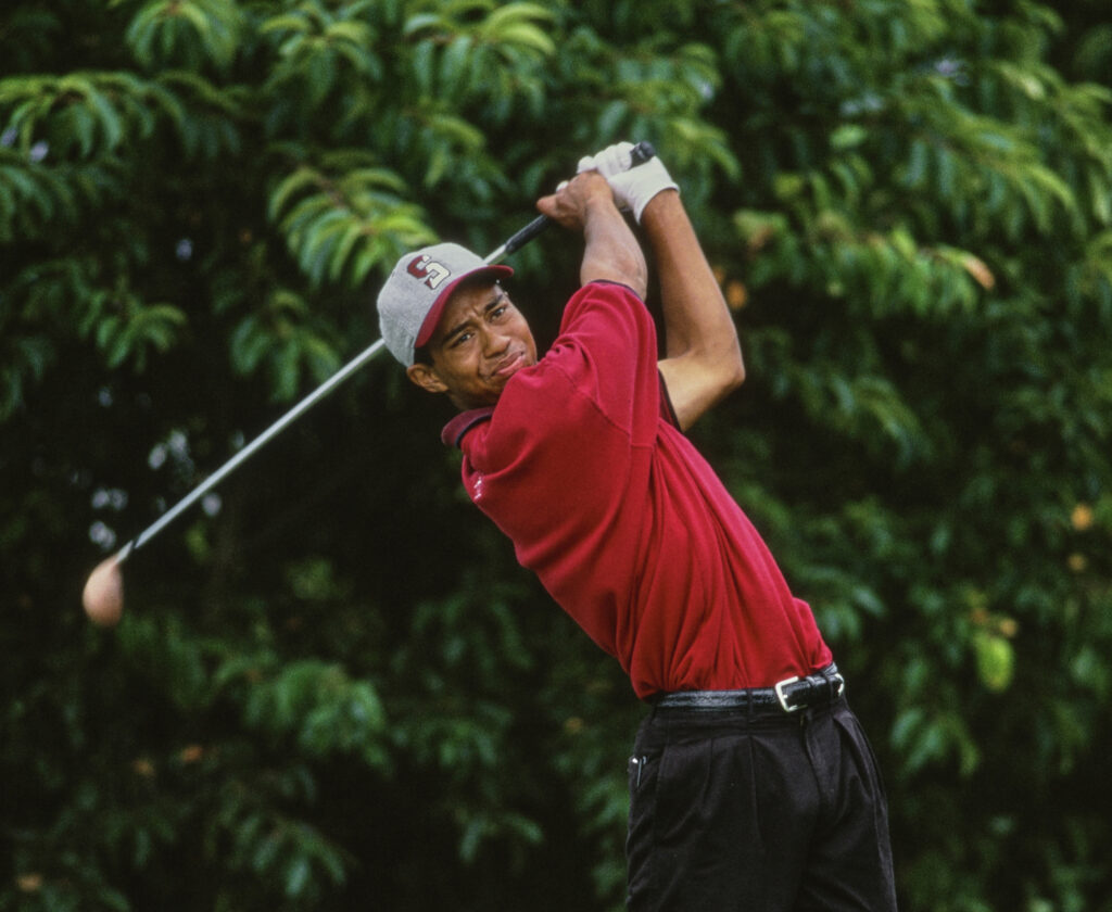Tiger Woods tees off at the 1995 United States Amateur Championship