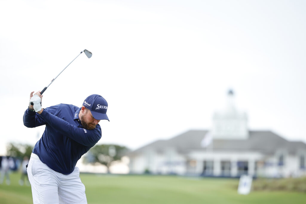 Shane Lowry on the range ahead of a practice round at the 2024 US Open