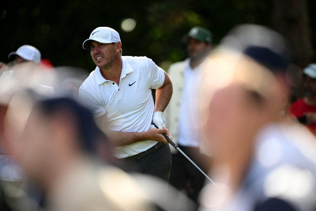 Brooks Koepka of the United States looks at his shot at the FedEx Open de France 2025