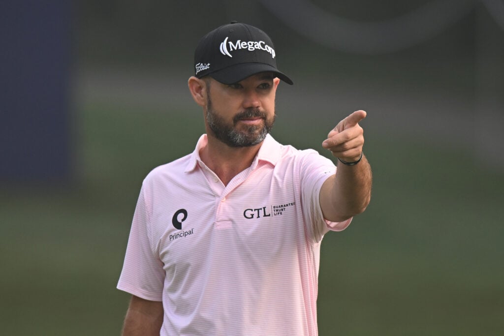 Brian Harman reacts from the 11th green on day two of the DP World India Championship 2025 at Delhi Golf Club